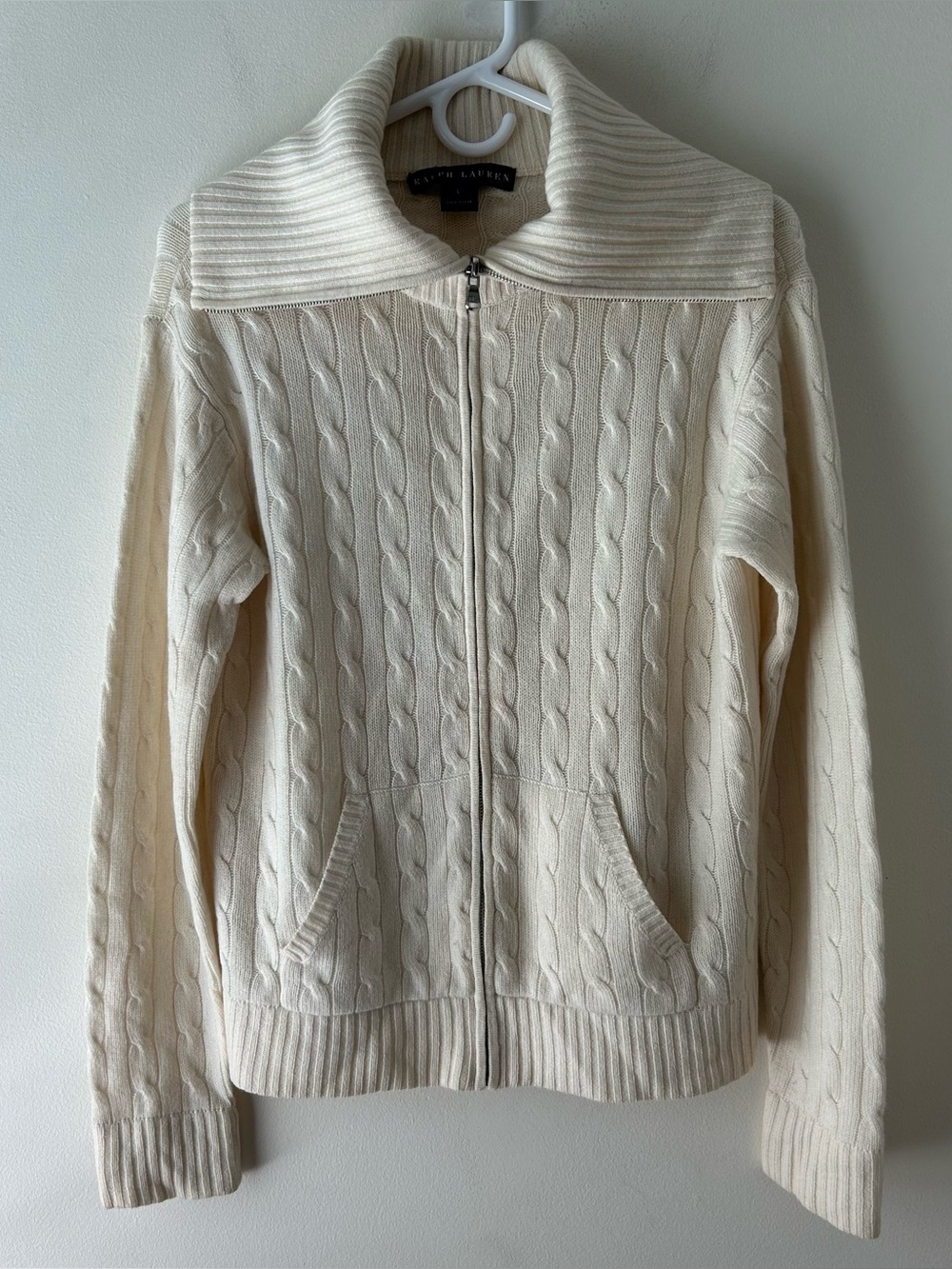Vintage Ralph Lauren Black Label 100% Cashmere Collared Zip-Up Cardigan Sweater